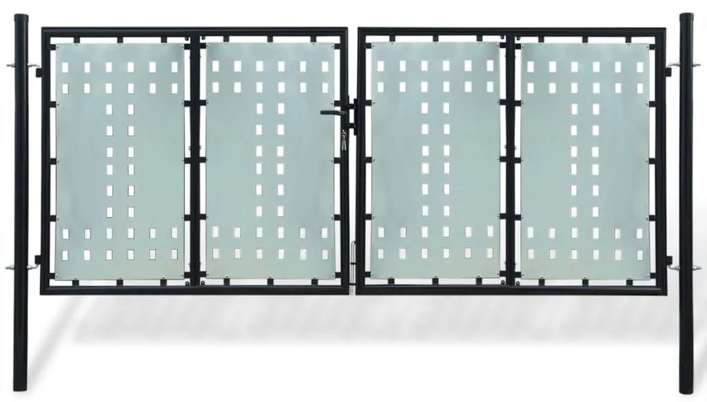 vidaXL Poartă de gard cu o singură ușă neagră, 300x125 cm