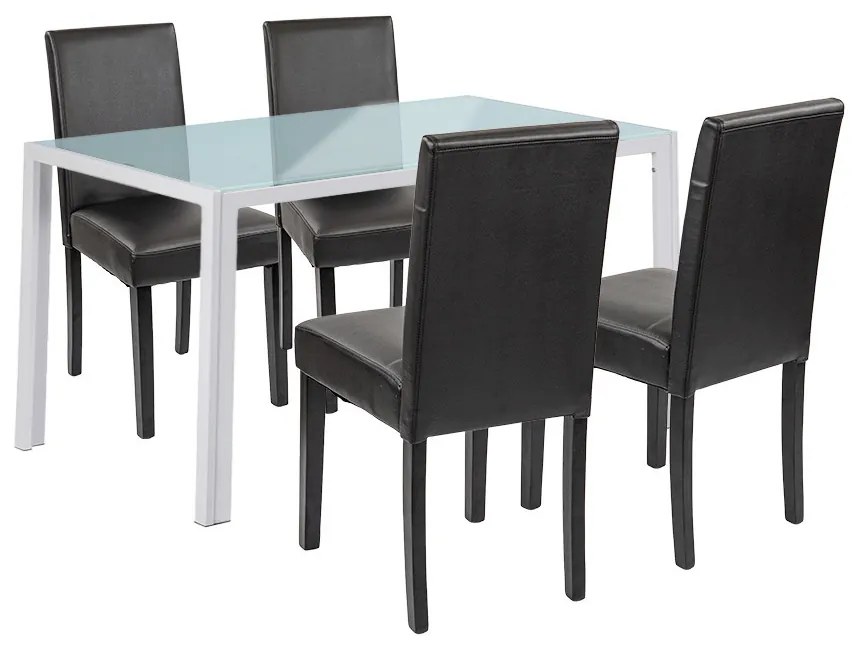 Set de masă Mira 4+1 alb-negru
