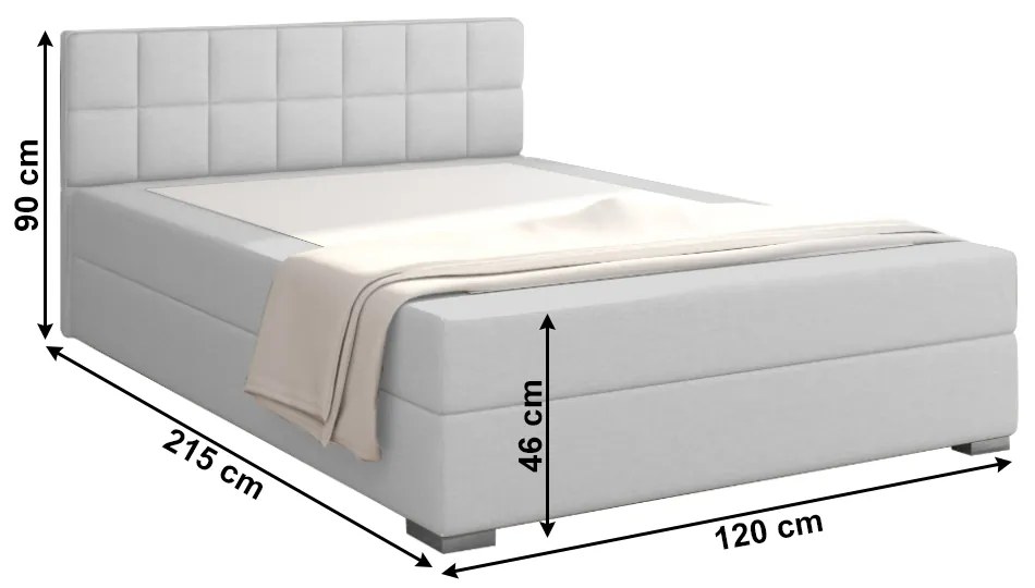 Pat de o persoană Boxspring 120 cm Ferrati (gri maro). 1016096