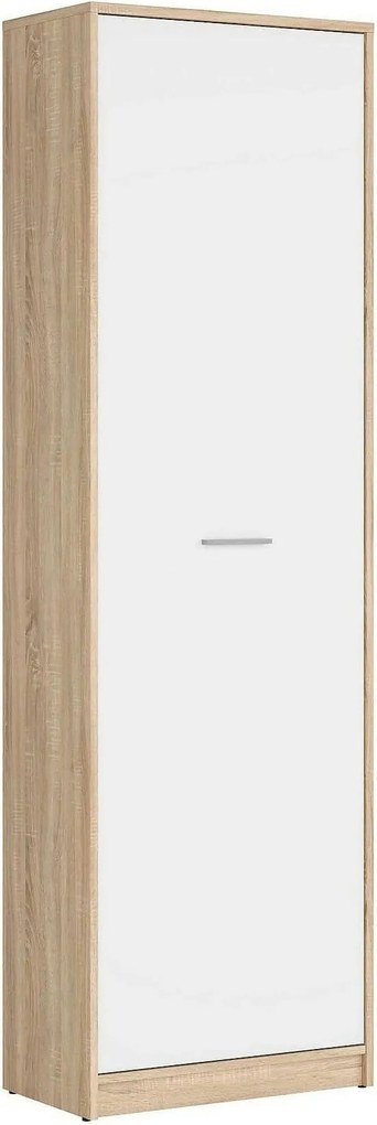 Dulap NEPO PLUS, alb/stejar sonoma, PAL, cu o usa, 60x34x197 cm