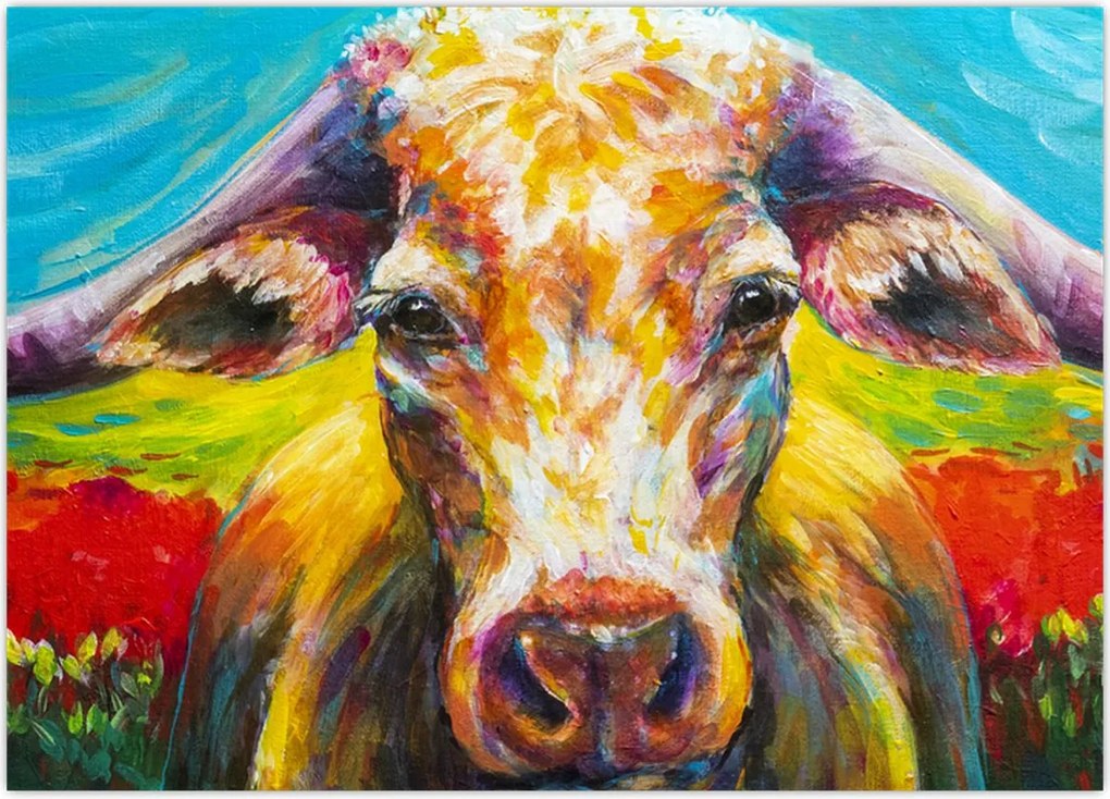 Tablou - Vacă pictată (70x50 cm)