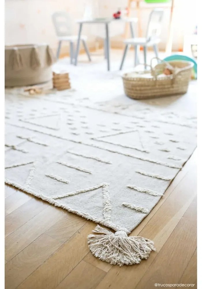 Covor alb lavabil/țesut manual din bumbac 170x240 cm Tribu Natural – Lorena Canals