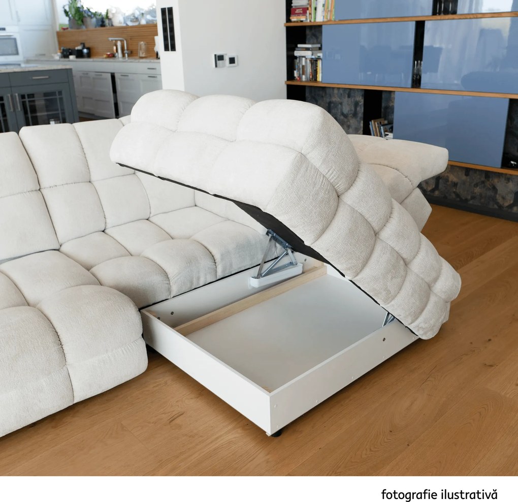 Set canapea extensibilă cu funcţie de extensie electrică, bej-gri Taupe, pe stânga, TOLLO L ROH