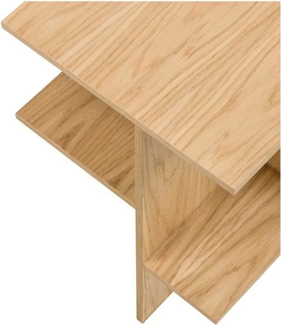 Noptieră în culoare naturală cu rafturi cu aspect de lemn de stejar Atik – noo.ma