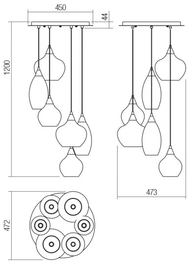 Lustră pe cablu TANNER 6xE14/28W/230V Redo 01-3194