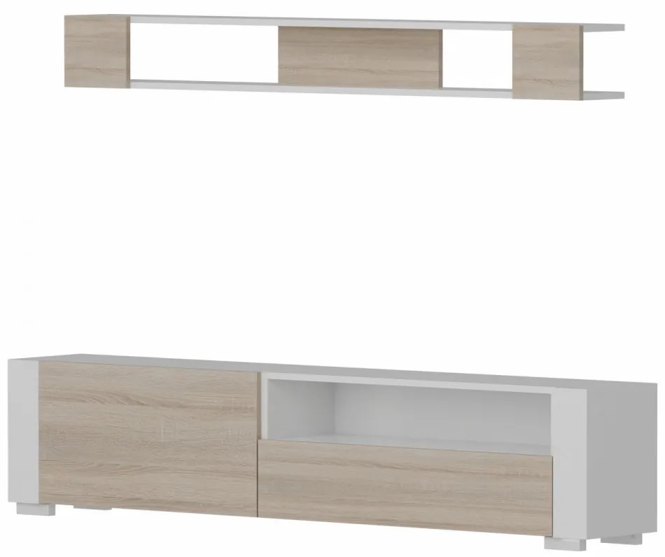 Ansamblu Comoda TV Arya, Alb / Maro