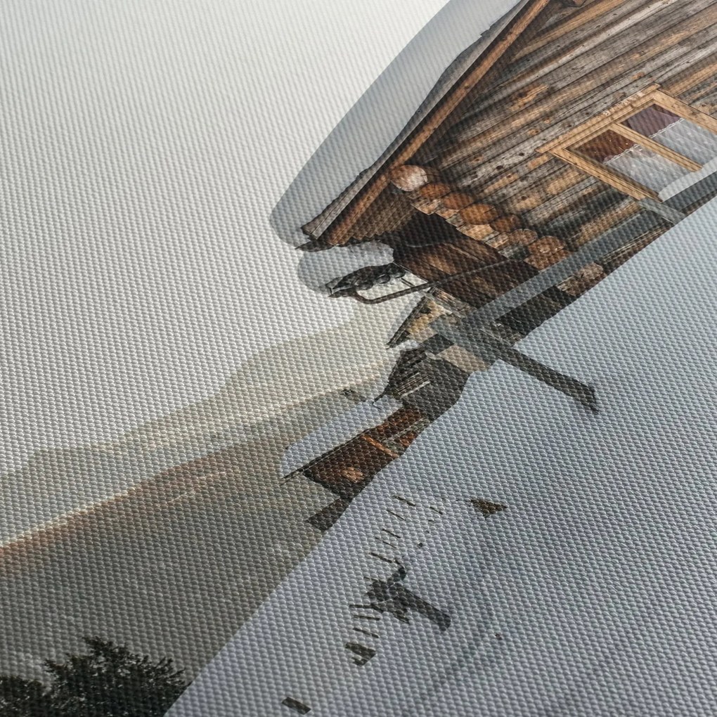 Tablou - cabana montană în zăpadă (120x50 cm)