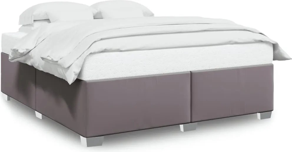 vidaXL Cadru de pat, gri, 200x200 cm, piele ecologică