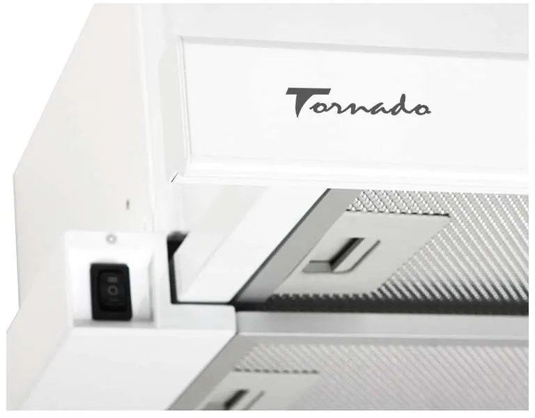 Hota Telescopica Incorporabila Tornado Storm 1200 (60), 1 motor, latime 60 cm, 3 viteze, absorbtie 1200 m3/ora, Alb