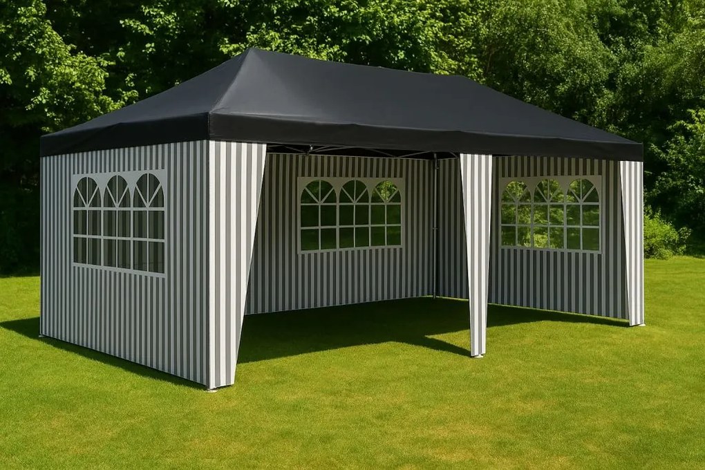 Cort de petrecere în grădină - 3 x 6 m, antracit + 6 laturi