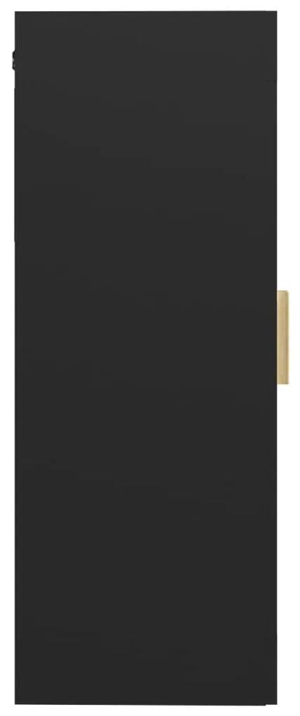 Dulap de perete suspendat, negru, 69,5x34x90 cm 1, Negru