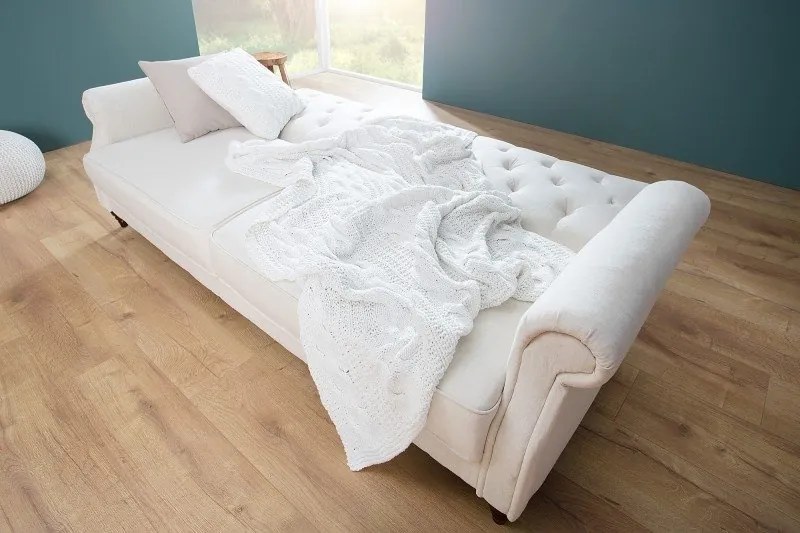 Canapea extensibila design Chesterfield, Maison Belle Affaire 220cm, natur