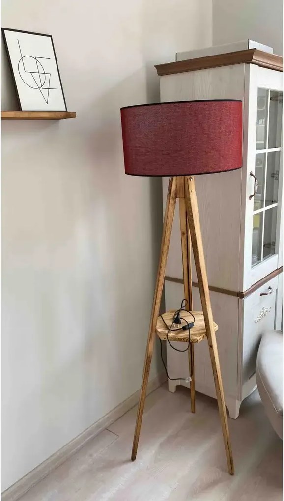 Lampadar cu masuta metal-,nuc-rosu, Homs, 153 cm,40010