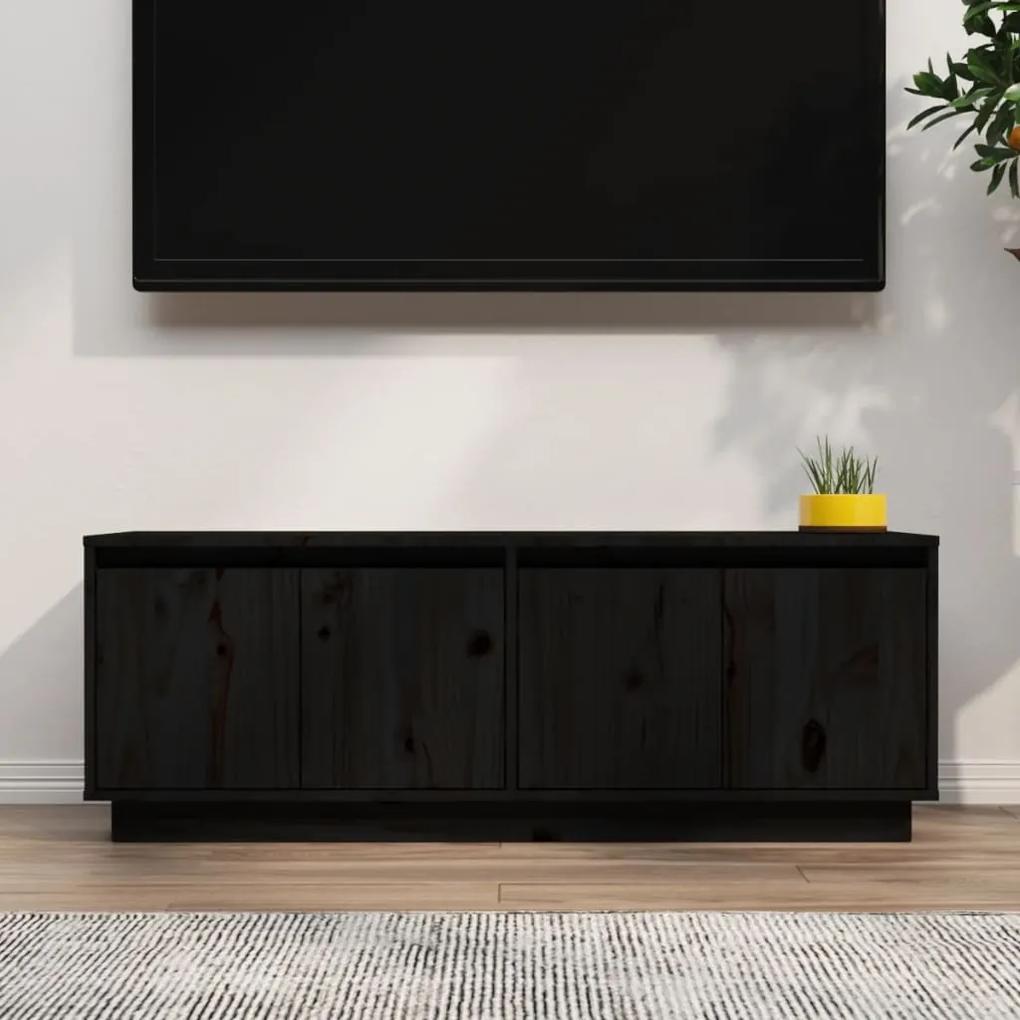 Comoda TV, negru, 110x34x40 cm, lemn masiv de pin 1, Negru