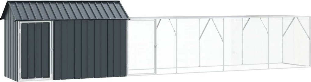 vidaXL Cușcă pentru păsări Antracit 619 x 111 x 142 cm Oțel Galvanizat