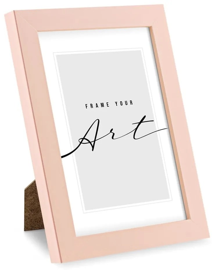 Ramă foto roz-deschis din plastic 19x25 cm