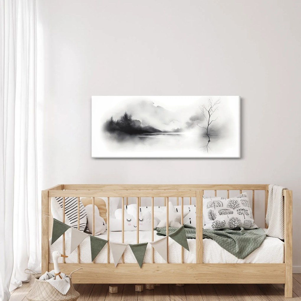 Tablou - pictură cu cerneală de peisaj (120x50 cm)