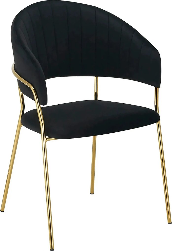 Scaun DASMIN TIP 1, negru/auriu, stofa catifelata/metal, 57x53x84 cm