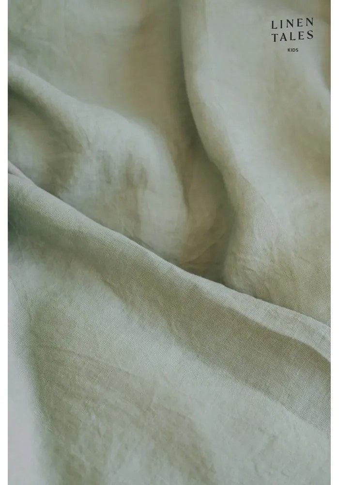 Cearșaf din in pentru copii Linen Tales Nature, 60 x 120 cm, verde