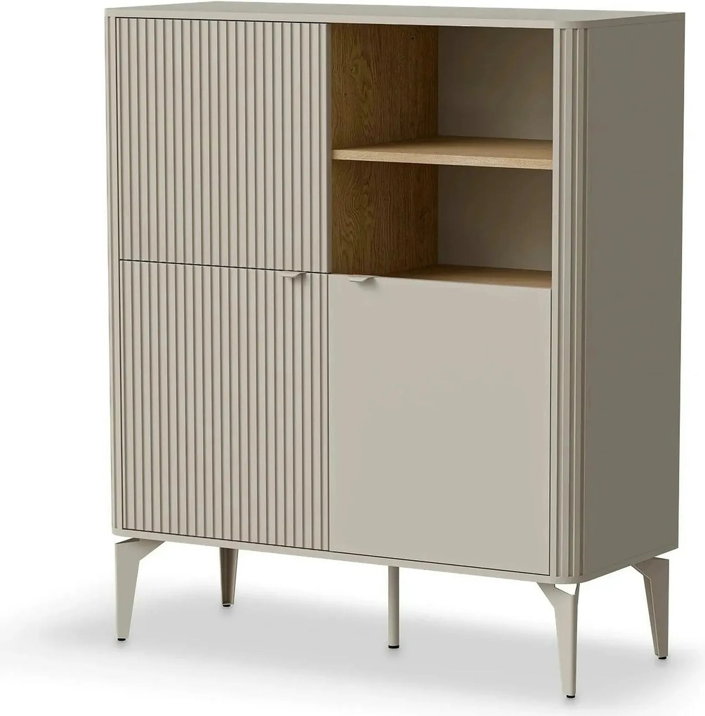 Comoda BELUCI, casmir/stejar, PAL laminat/metal, 97x40x116 cm