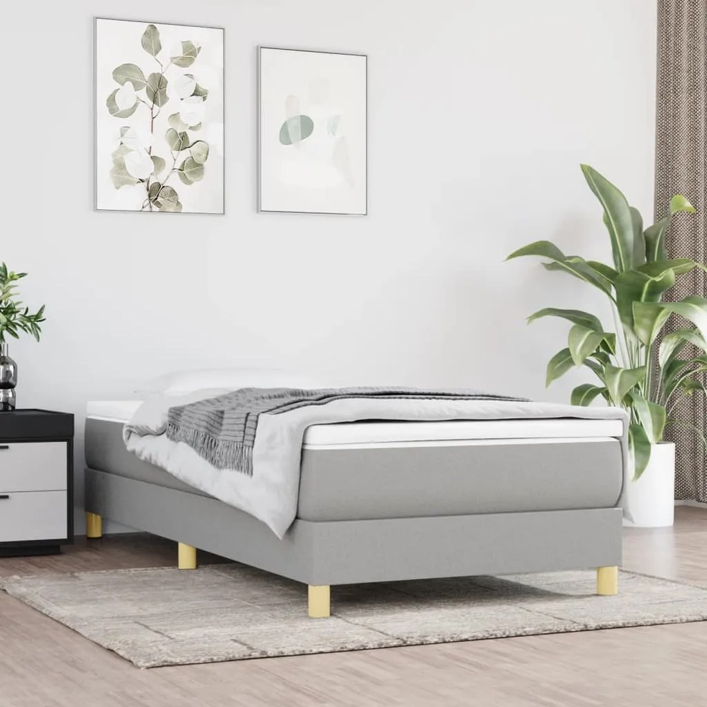 3120566 vidaXL Cadru de pat box spring, gri deschis, 80x200 cm, textil