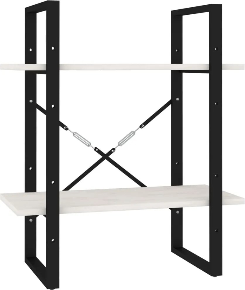 vidaXL Bibliotecă cu 2 rafturi, alb ,60x30x70 cm, lemn masiv de pin