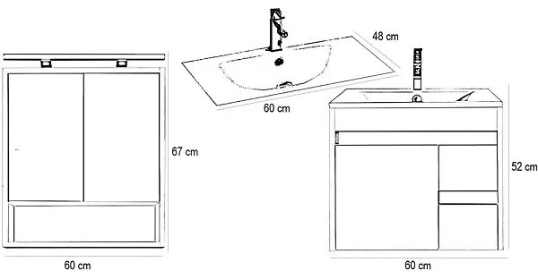 Mobilier complet de baie Luna 60 alb