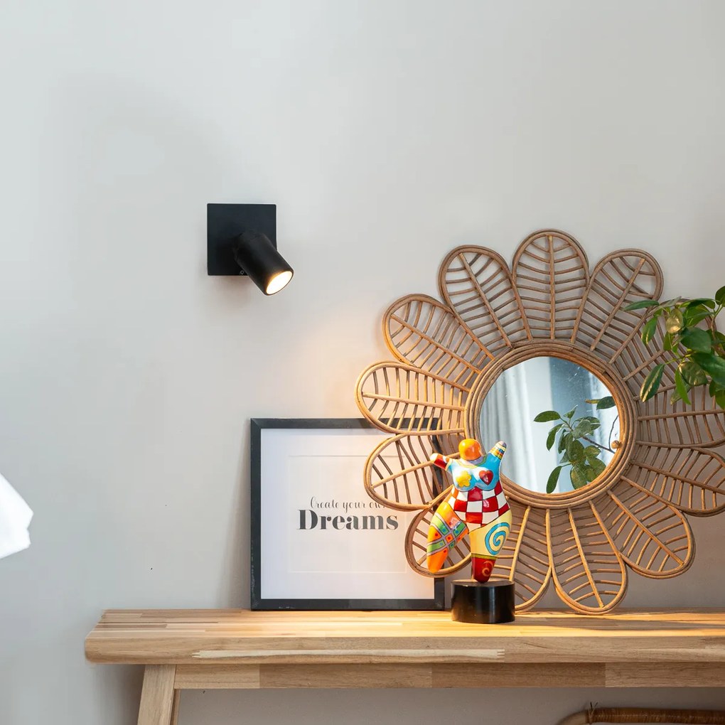 Spotlight modern pentru baie negru pătrat IP44 - Ducha