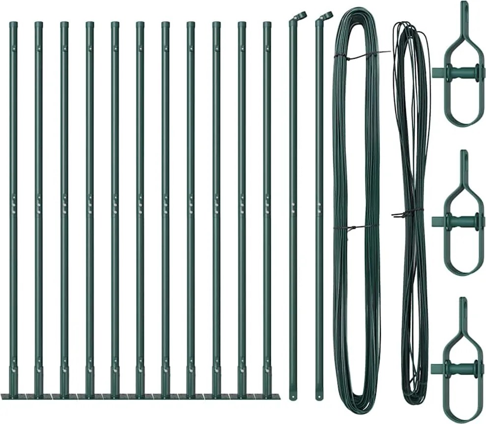 vidaXL Stâlp de gard. 13 pcs Verde Oțel