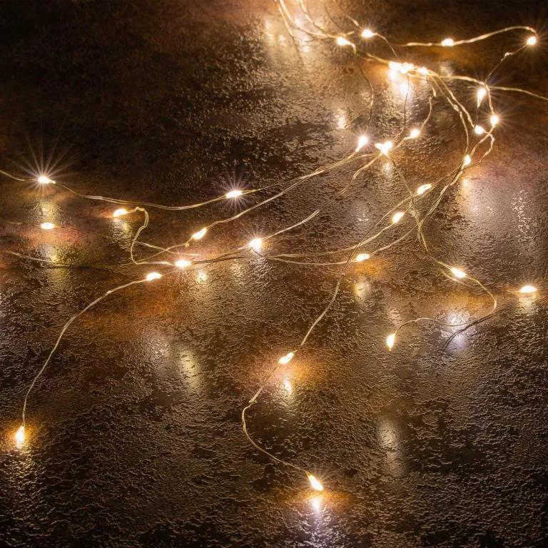 Fir de lumină de Crăciun MINI LED, alb cald, 48 LED-uri