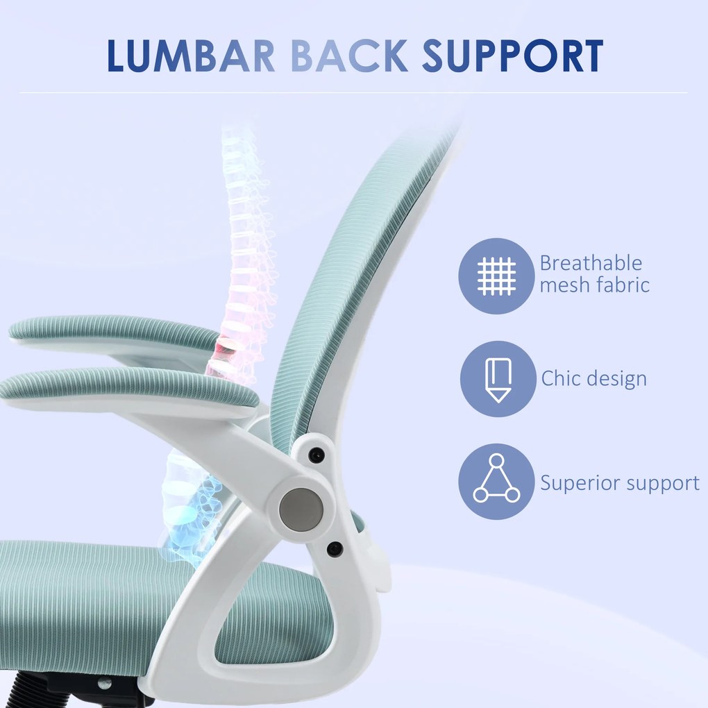 Vinsetto Scaun Birou Ergonomic Albastru Dimensiuni Variabile Suport Lombar Integrat | Aosom Romania