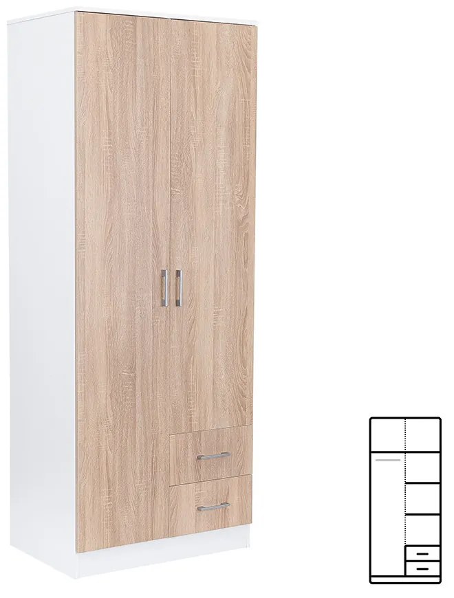 Dulap Miami 80x205 cm stejar sonoma-alb