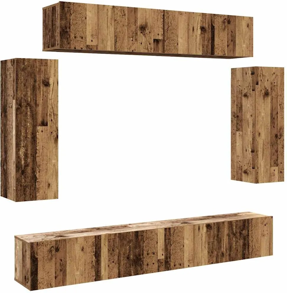 vidaXL Set dulap TV 6 piese montat pe perete lemn vechi lemn prelucrat