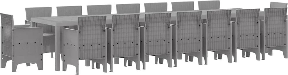 vidaXL Set de masă de grădină cu perne cu pernă 17 pcs Gri deschis PP
