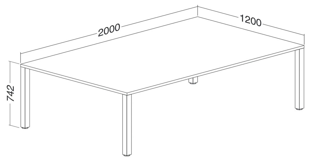 Masa de intalnire ProOffice 200 x 120 cm, alba