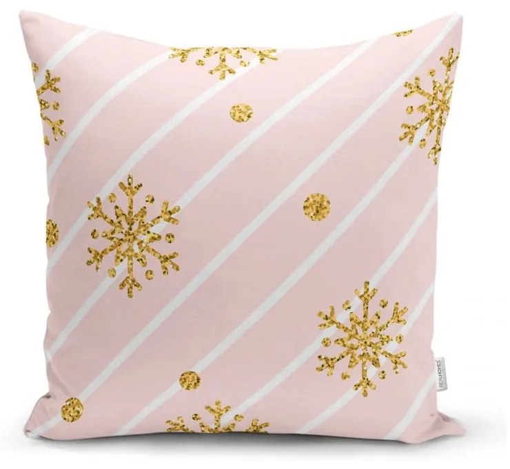 Față de pernă cu model de Crăciun Minimalist Cushion Covers Gold Snowflakes, 42 x 42 cm