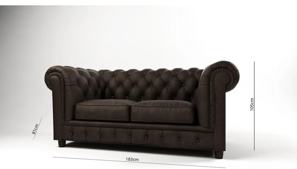 Canapea maro închis cu tapițerie din catifea 184 cm Cambridge – Ropez