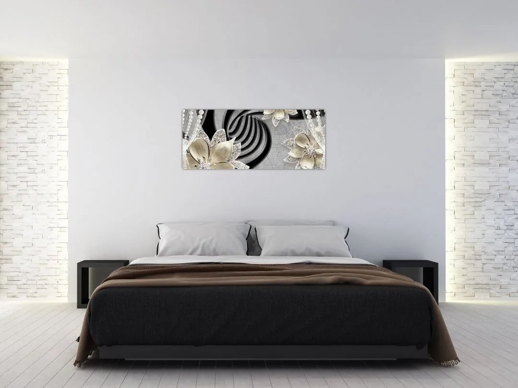 Tablou - 3D Flori aurii (120x50 cm)
