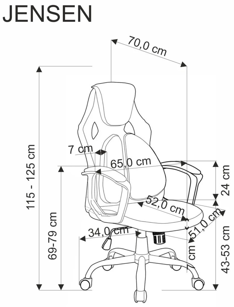 Scaun de birou Jensen negru/gri/rosu H125 cm JENSEN office chair, black / grey / red