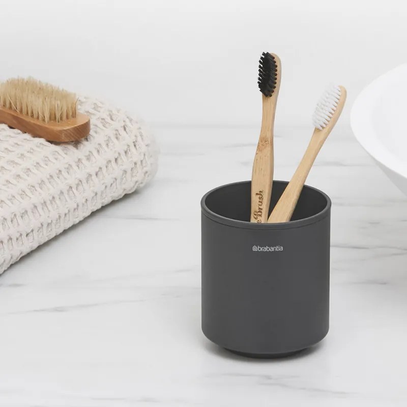 Suport periute de dinti Brabantia MindSet 1005684, Curatare usoara, Deschidere larga, Acoperire minerala, Gri inchis
