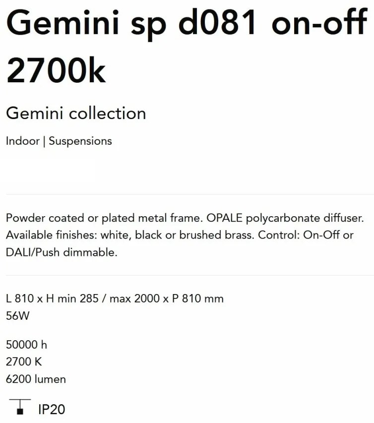 Lustra LED suspendata design circular Gemini sp d081 on-off 2700k alba