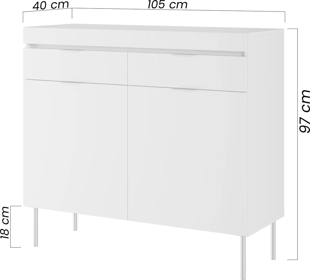 Comodă cu două uși Sentia 105 cm cu două sertare - cașmir / negru