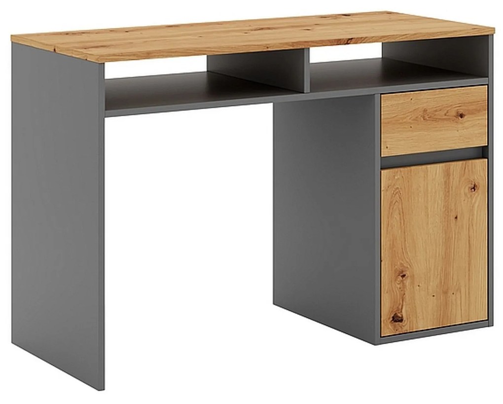 Birou B-012, stejar/gri antracit, PAL laminat, cu o usa si un sertar,