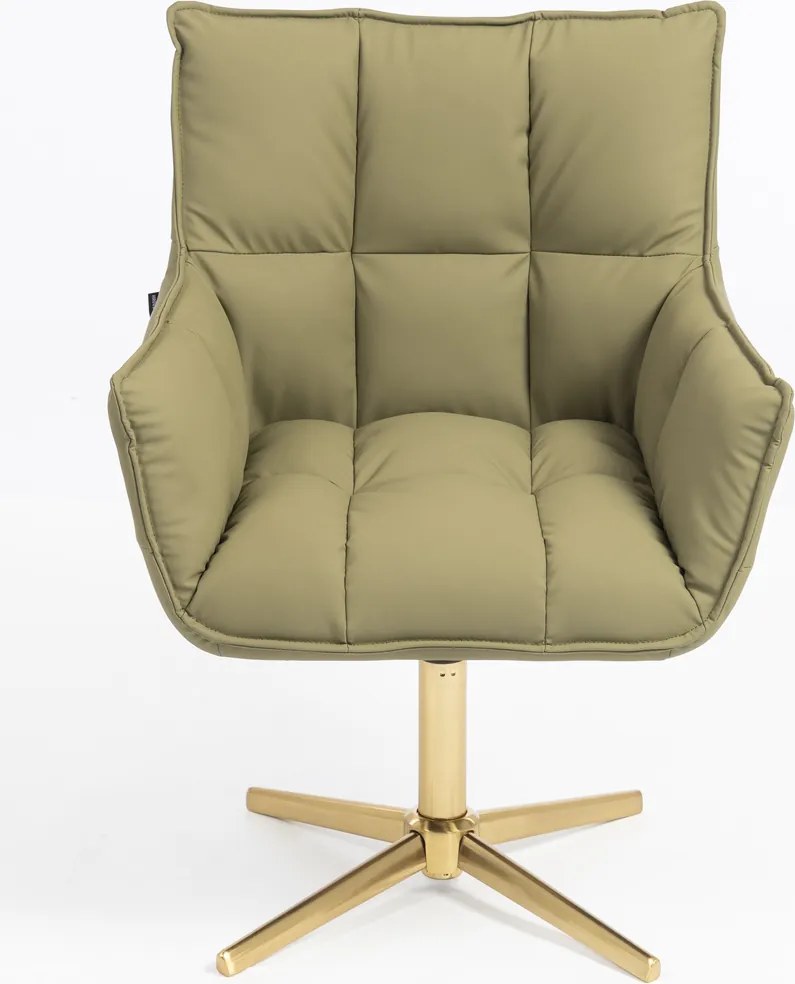 HR560CROSS Scaun Khaki Piele Ecologica Premium Soft cu Bază Aurie