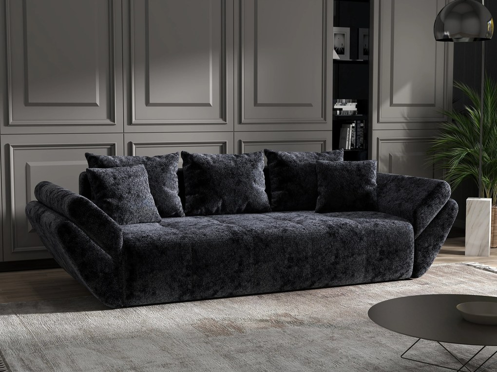 Canapea extensibilă dumonde cu ladă de depozitare si sezut confortabil din spuma high-density, Berlin Euphoria Black 250x100 cm