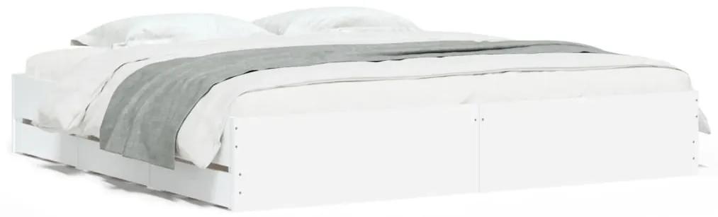 3207252 vidaXL Cadru de pat cu sertare, alb, 180x200 cm, lemn prelucrat