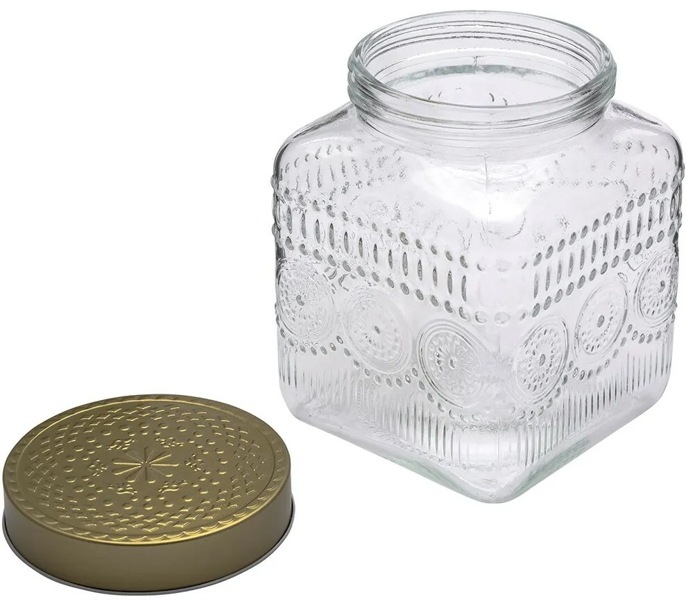 Altom Set de borcane din sticlă cu capac auriu Daisy 1,8 l, 4 buc., 1,8 l