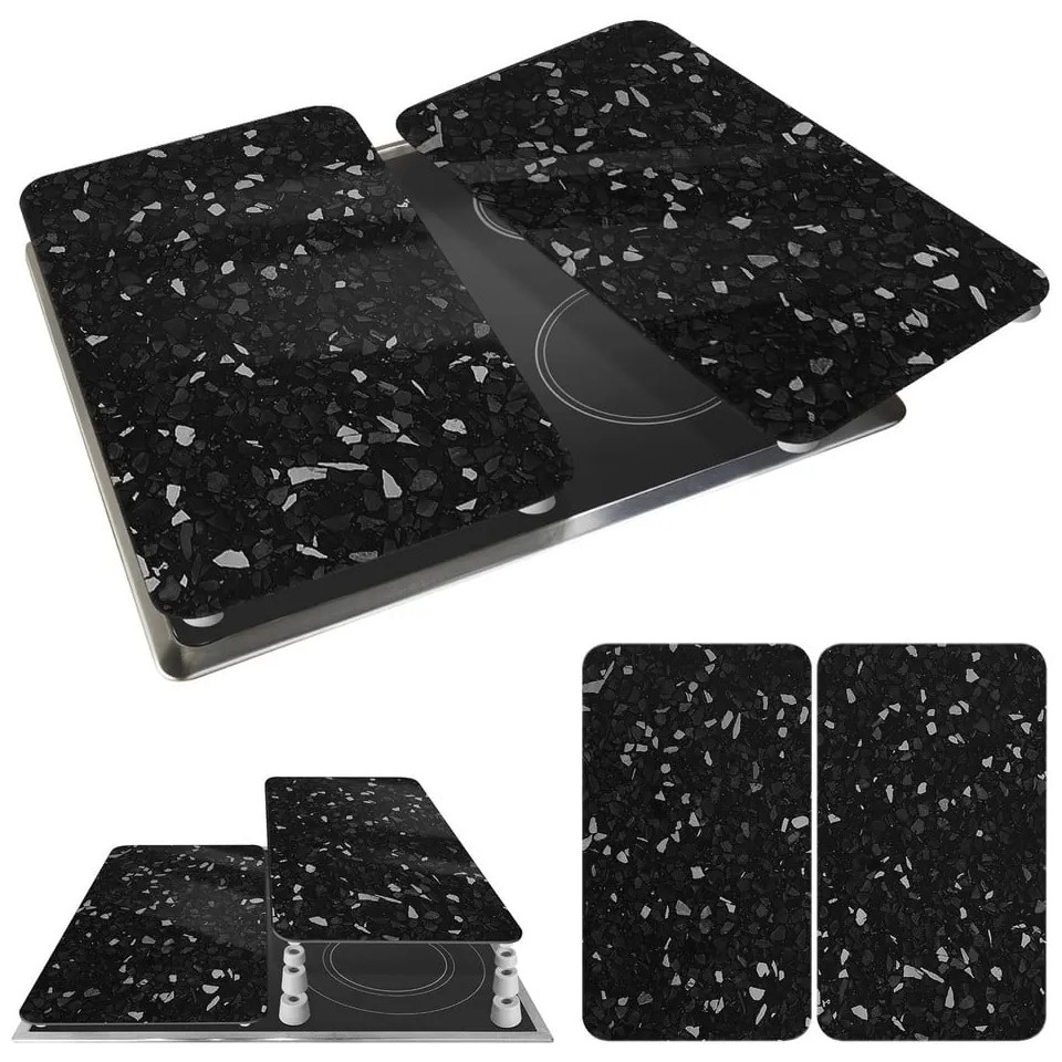 Set 2 protecții din sticlă pentru aragaz Wenko Universal, negru