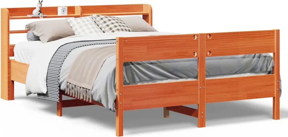 vidaXL Cadru de pat fără saltea, maro ceruit 150x200 cm lemn masiv pin