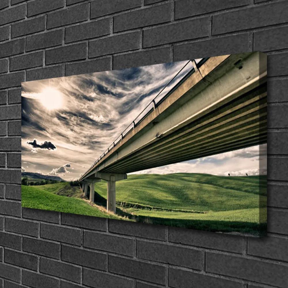 Tablou pe panza canvas Autostradă Podul Valley Arhitectura Verde Sepia Albastru